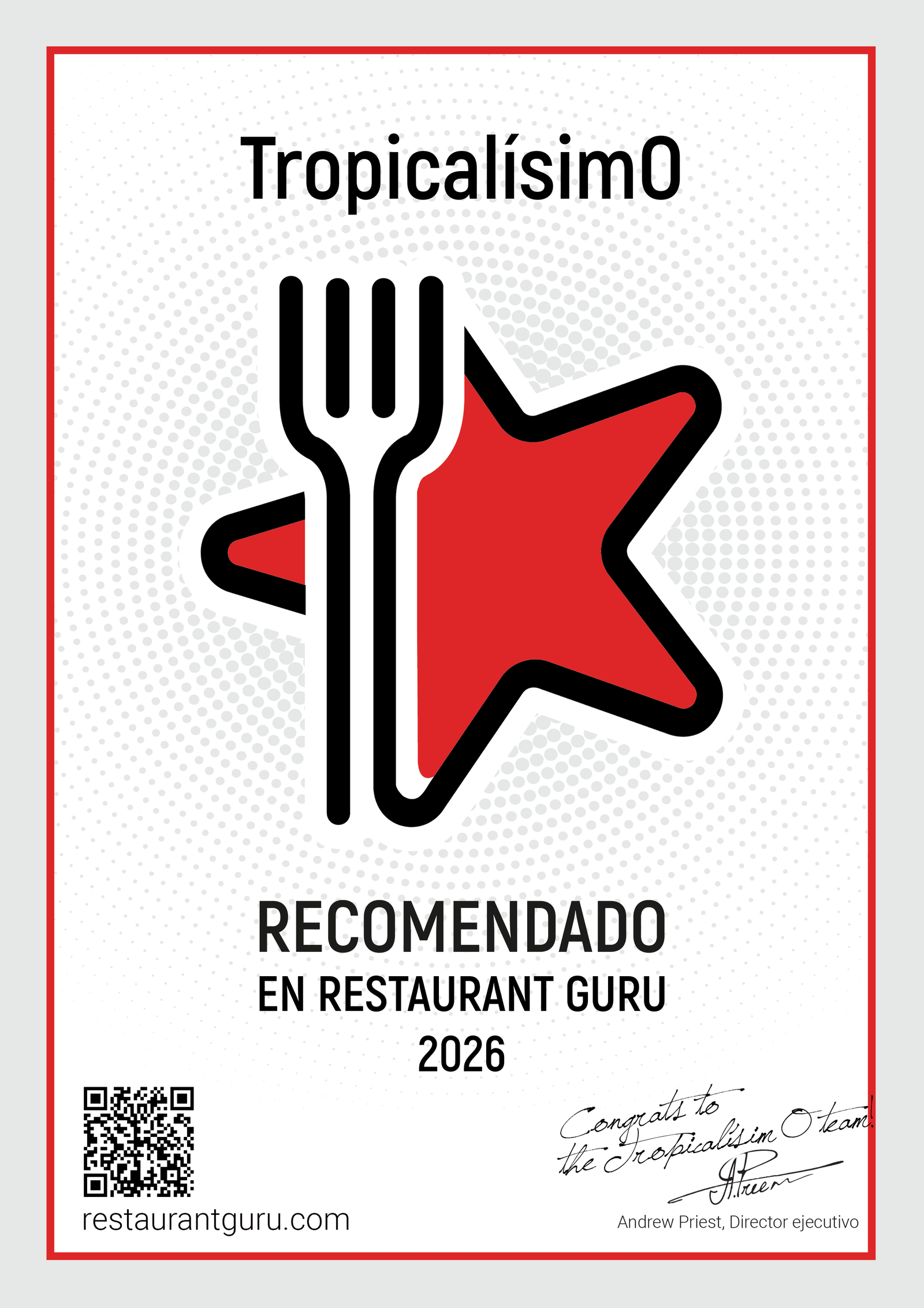 Recomendado en Restaurant Guru 2026